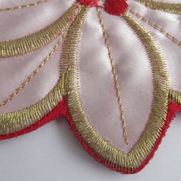 Poinsettia Satin Cut-Out Table Runner Embroidered Christmas 12" x 68" - Picture 10 of 10